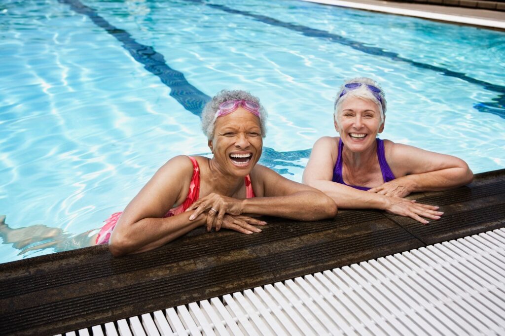 women swimming