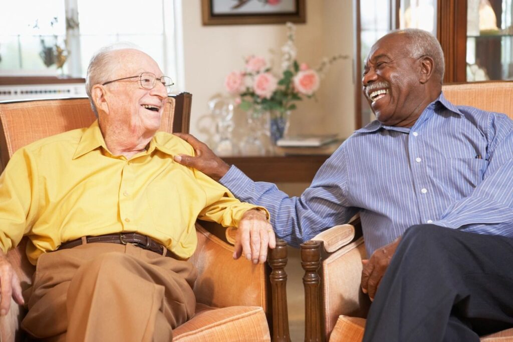 men sitting in chairs