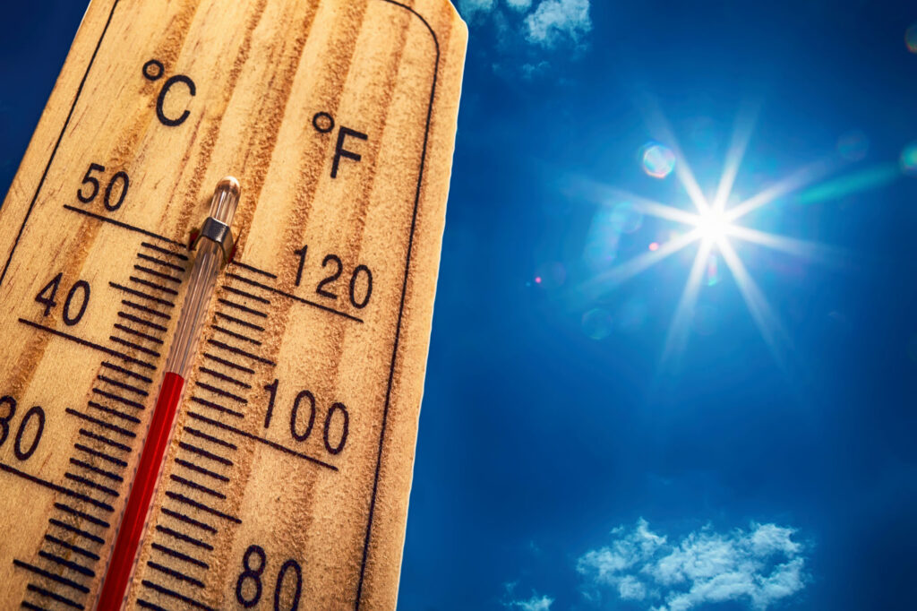 thermometer and sun